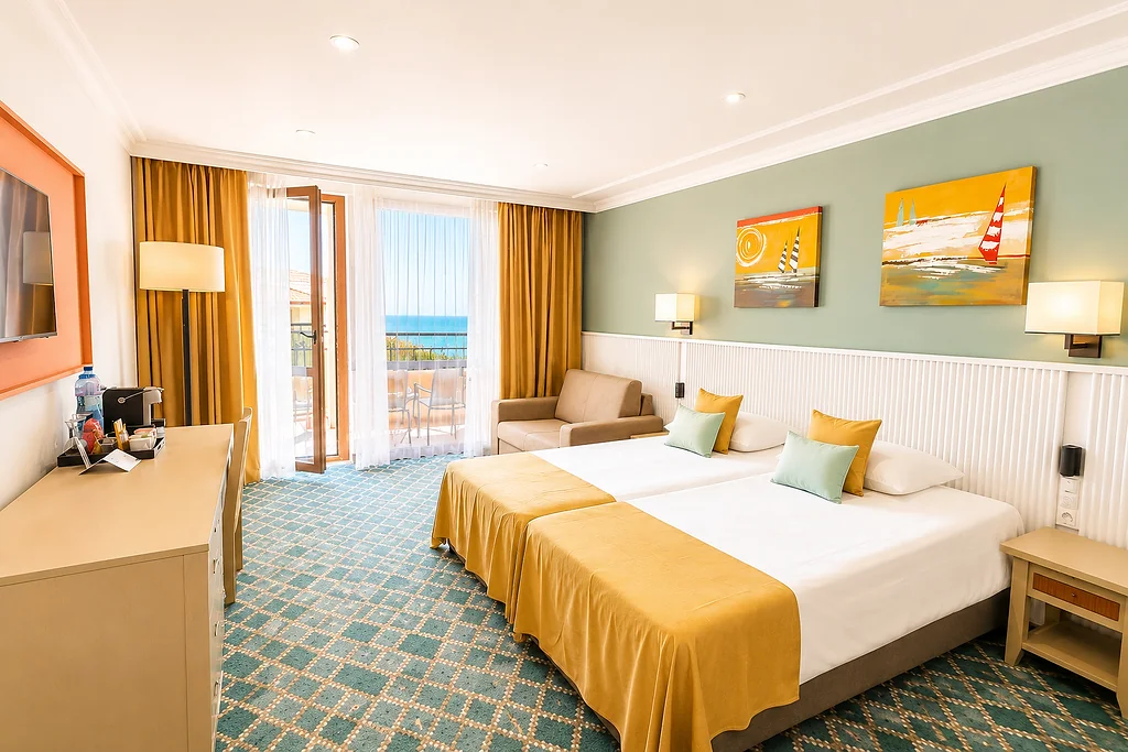Deluxe double room with side sea view at HVD Club Hotel Miramar Obzor